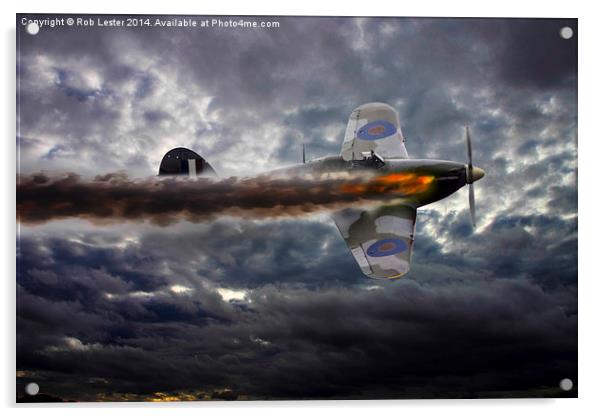  A hero`s last Flight.. Hurricane Acrylic by Rob Lester
