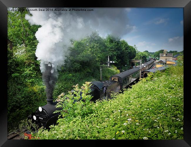  Steam train leaving Alresford Station Framed Print by Kenneth Dear