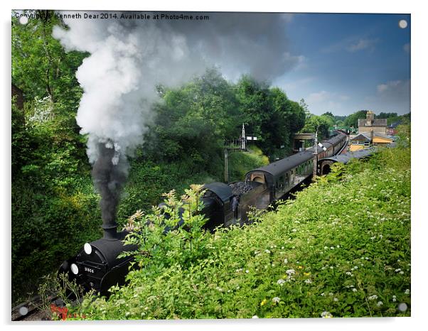  Steam train leaving Alresford Station Acrylic by Kenneth Dear