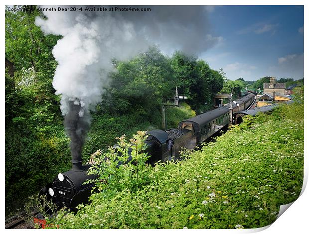  Steam train leaving Alresford Station Print by Kenneth Dear