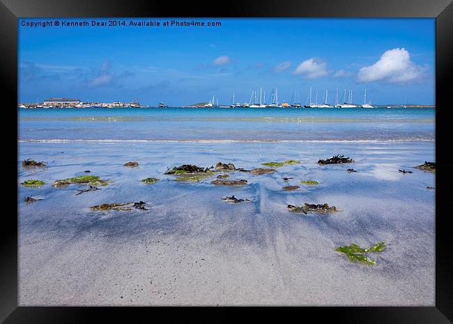  Isles of Scilly, beach view. Framed Print by Kenneth Dear