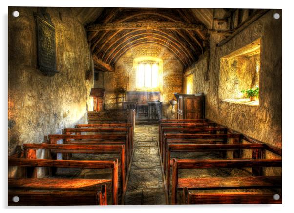  Sunlit Ancient Chapel Interior Acrylic by Mal Bray