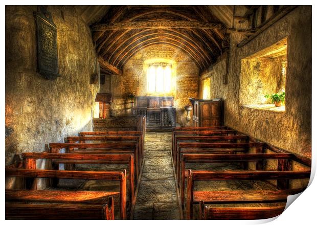  Sunlit Ancient Chapel Interior Print by Mal Bray
