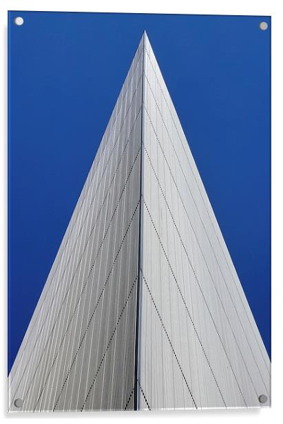 An angular building pierces a blue sky  Acrylic by Jamie Lumley