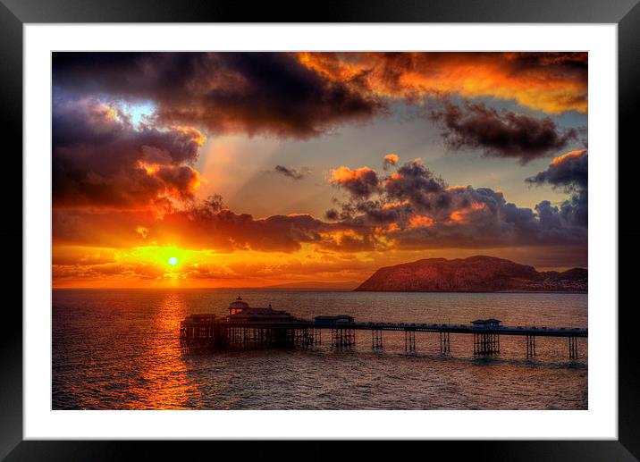  Llanduno Pier late summer Sunrise Framed Mounted Print by Mal Bray