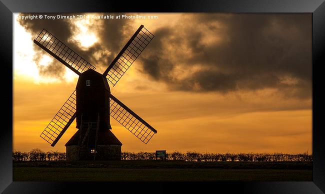  Dusk at Stevington Mill Framed Print by Tony Dimech