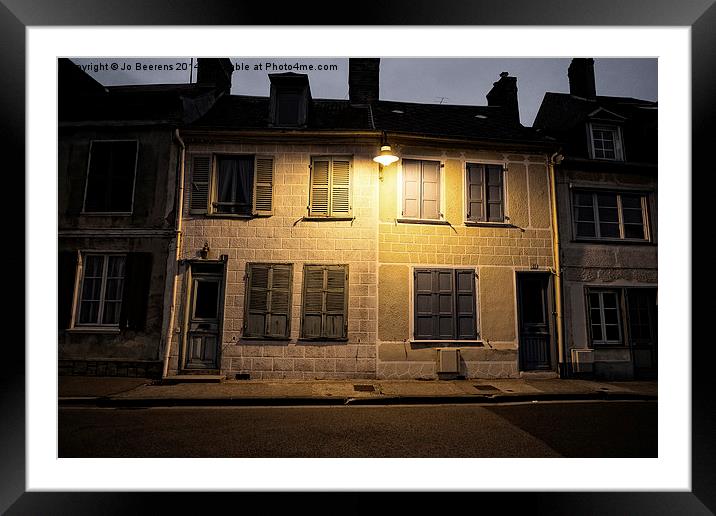 french houses at night Framed Mounted Print by Jo Beerens