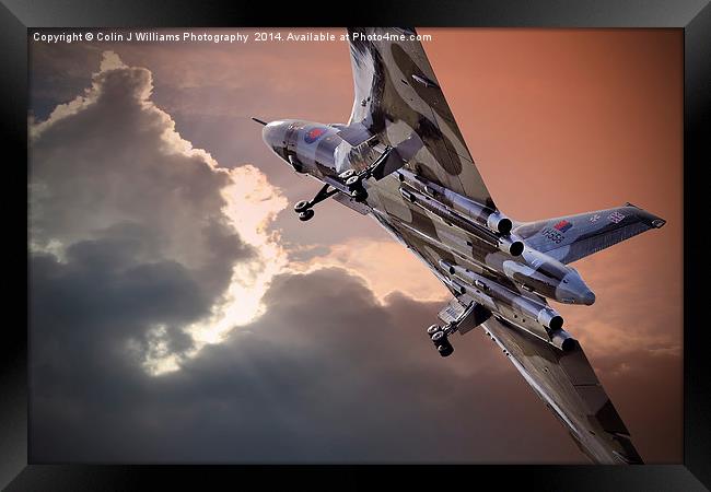  Vulcan XH558 takes off at Farnborough 2014 Framed Print by Colin Williams Photography