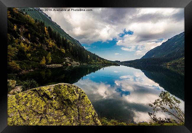 Reflection in Morskie oko lake Framed Print by Laco Hubaty