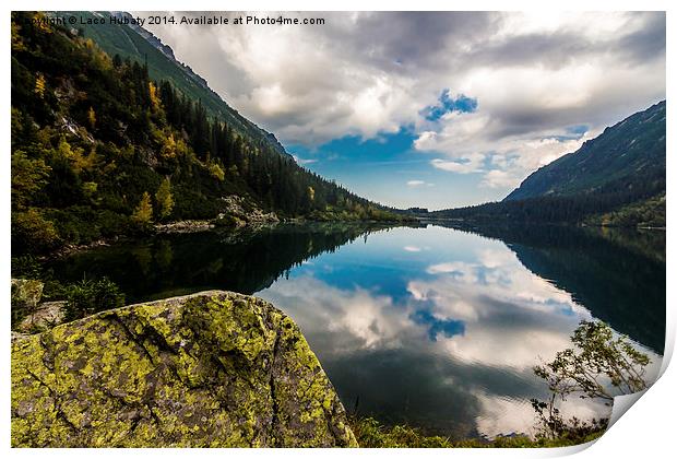 Reflection in Morskie oko lake Print by Laco Hubaty