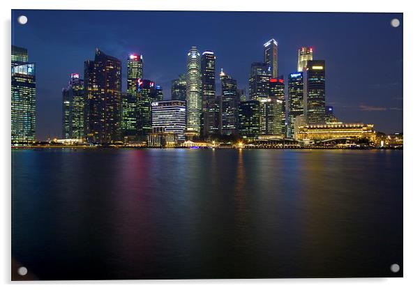  Singapore at night Acrylic by James Marsden