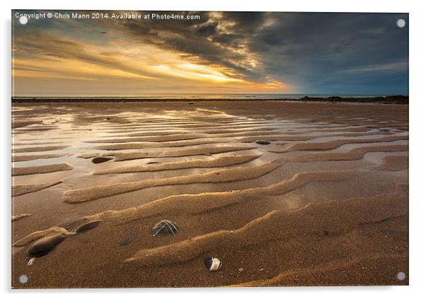  Widemouth Bay Sunset Acrylic by Chris Mann