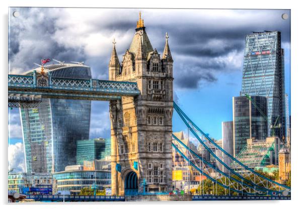 Tower Bridge and the City Acrylic by David Pyatt