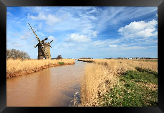 Brograve Drainage Mill Framed Print by Andrew Ray