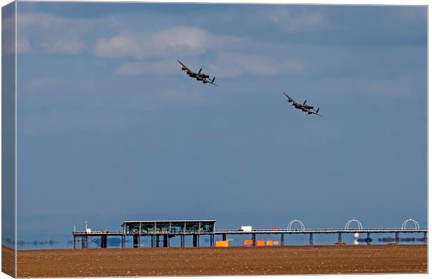 Thumper and Vera Over Southport Pier Canvas Print by Roger Green