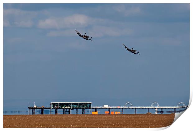 Thumper and Vera Over Southport Pier Print by Roger Green