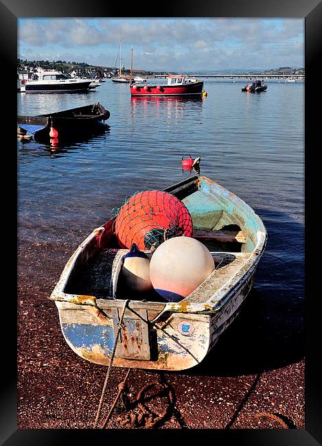  Boats and Buoys Teignmouth Back Beach Framed Print by Rosie Spooner