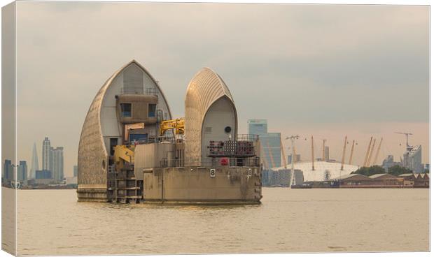 The Thames Barrier In Late Sunshine Canvas Print by Clive Eariss