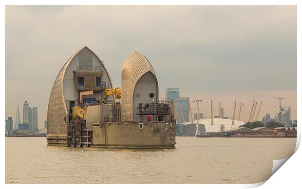 The Thames Barrier In Late Sunshine Print by Clive Eariss