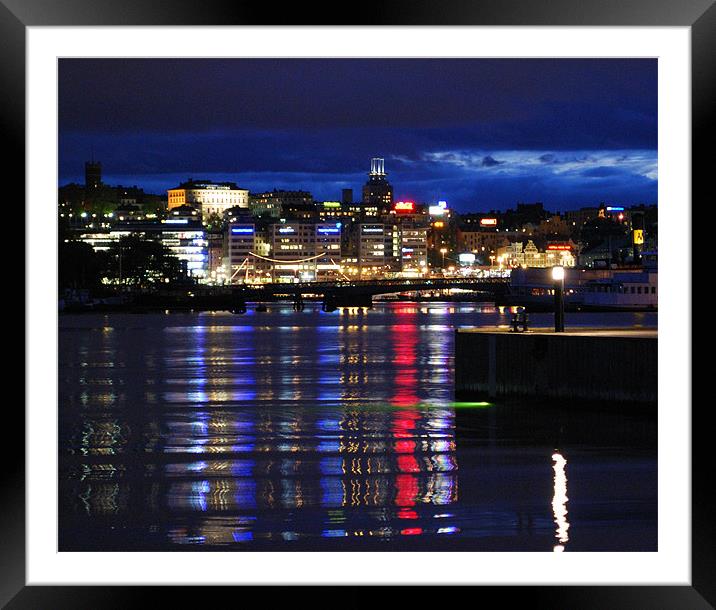 Stockholm: Bright Lights Of The City Framed Mounted Print by paul mcphee