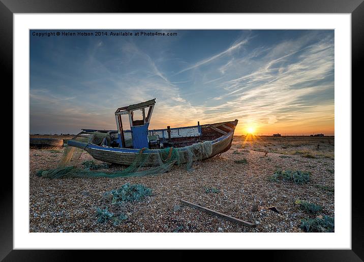  Fishing Boat at Sunset Framed Mounted Print by Helen Hotson