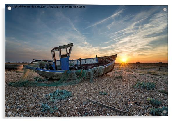  Fishing Boat at Sunset Acrylic by Helen Hotson