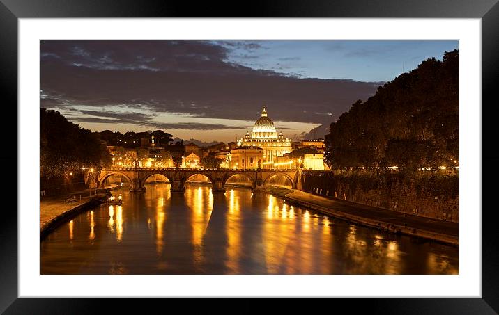  The River Tiber at dusk Framed Mounted Print by Stephen Taylor