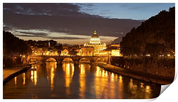  The River Tiber at dusk Print by Stephen Taylor