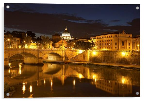  Rome at night Acrylic by Stephen Taylor