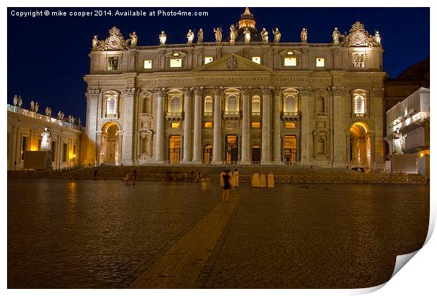  night time at the vatican Print by mike cooper