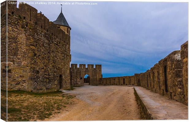  Carcassone Ramparts Canvas Print by colin chalkley