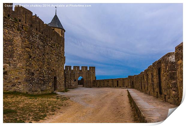  Carcassone Ramparts Print by colin chalkley
