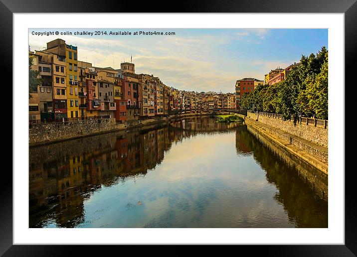  Girona City View down the River Onyar Framed Mounted Print by colin chalkley