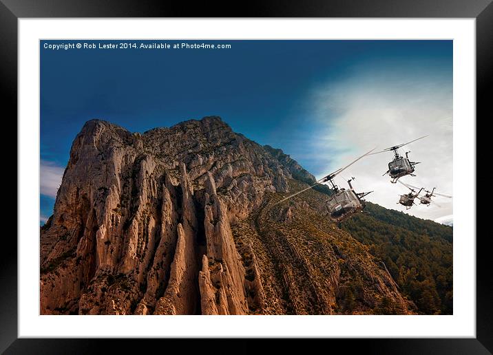  Huey Attack Framed Mounted Print by Rob Lester