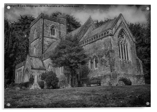  St. Mary's Church, Brownsea Island in black and w Acrylic by Sara Messenger