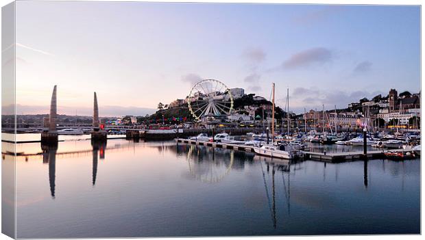  Early evening at Torquay Harbour Canvas Print by Rosie Spooner