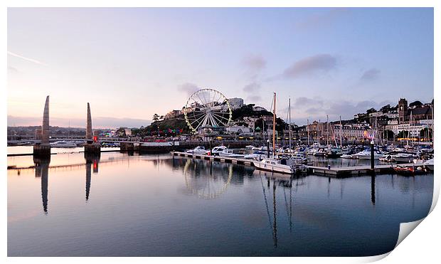  Early evening at Torquay Harbour Print by Rosie Spooner