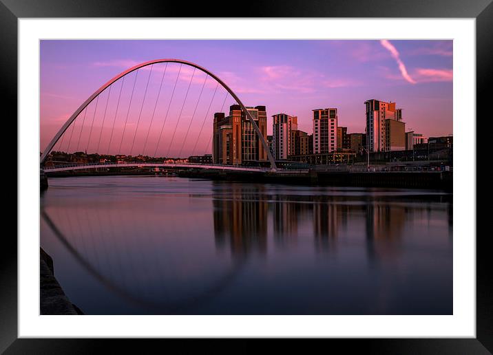  Pink Sunset on Newcastle Quayside Framed Mounted Print by Helen Holmes