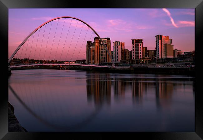  Pink Sunset on Newcastle Quayside Framed Print by Helen Holmes