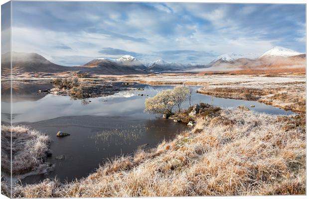 Frosty Morning at Lochan na h-Achlaise Canvas Print by Andrew Ray