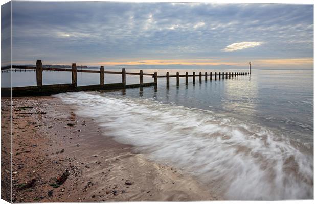 Groynes at Dawlish Warren Canvas Print by Andrew Ray