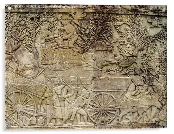  Angkor Wat Wall Carvings (External) Acrylic by colin chalkley