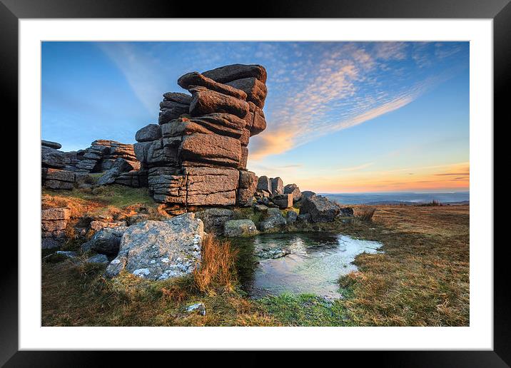 Ice Covered Pool (Great Staple Tor) Framed Mounted Print by Andrew Ray
