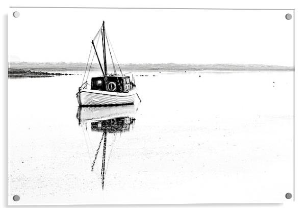 Misty Fishing Boat Reflections Acrylic by Paul Macro