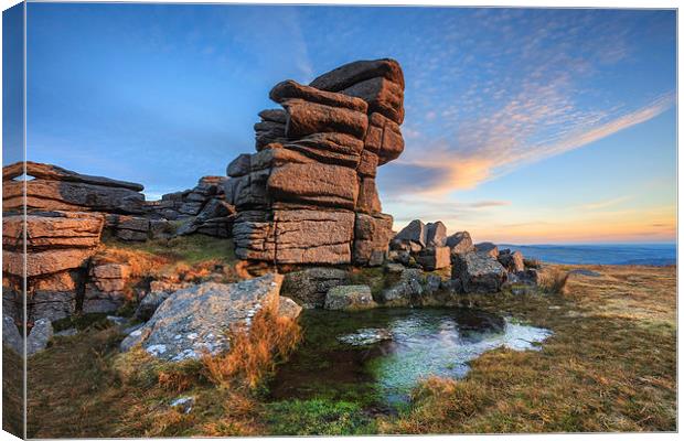 Last Light on Great Staple Tor (Dartmoor) Canvas Print by Andrew Ray