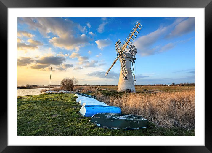 Late Light at Thurne Dyke Drainage Mill Framed Mounted Print by Andrew Ray