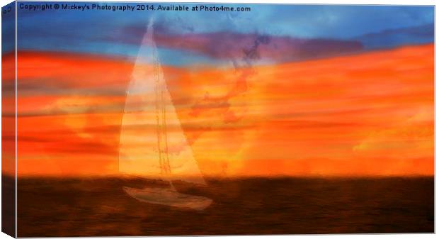 Fiery Sunset Sail Canvas Print by rawshutterbug 