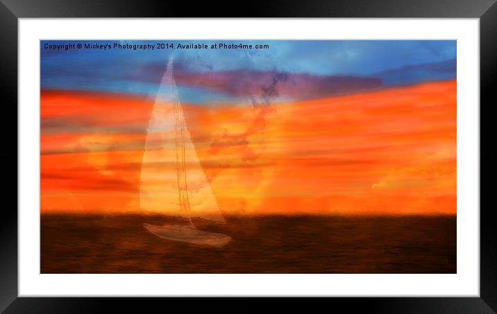 Fiery Sunset Sail Framed Mounted Print by rawshutterbug 