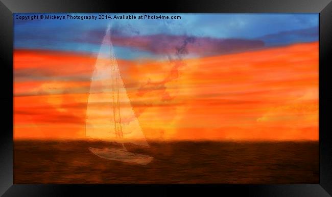 Fiery Sunset Sail Framed Print by rawshutterbug 