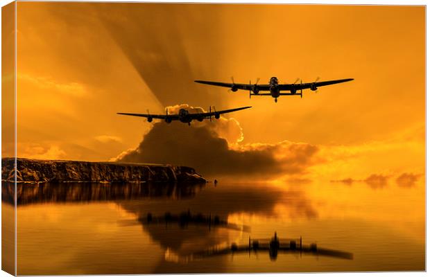  Lancasters and Sun Rays Canvas Print by Oxon Images